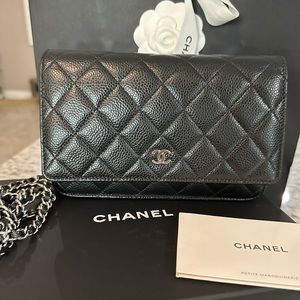 Chanel Black Caviar Wallet on Chain-silver hardware! Purchased 5/23